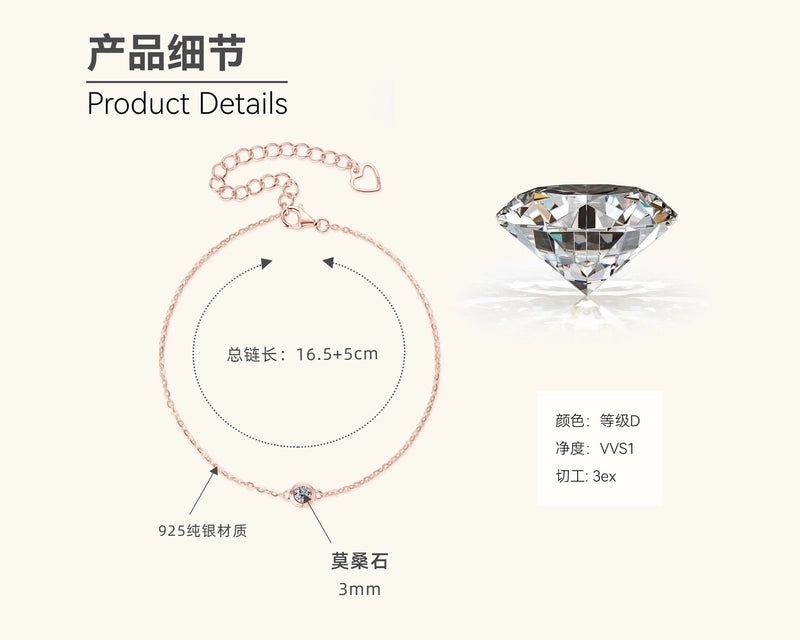 925 Sterling Silver Moissanite Heart Shape Bangle