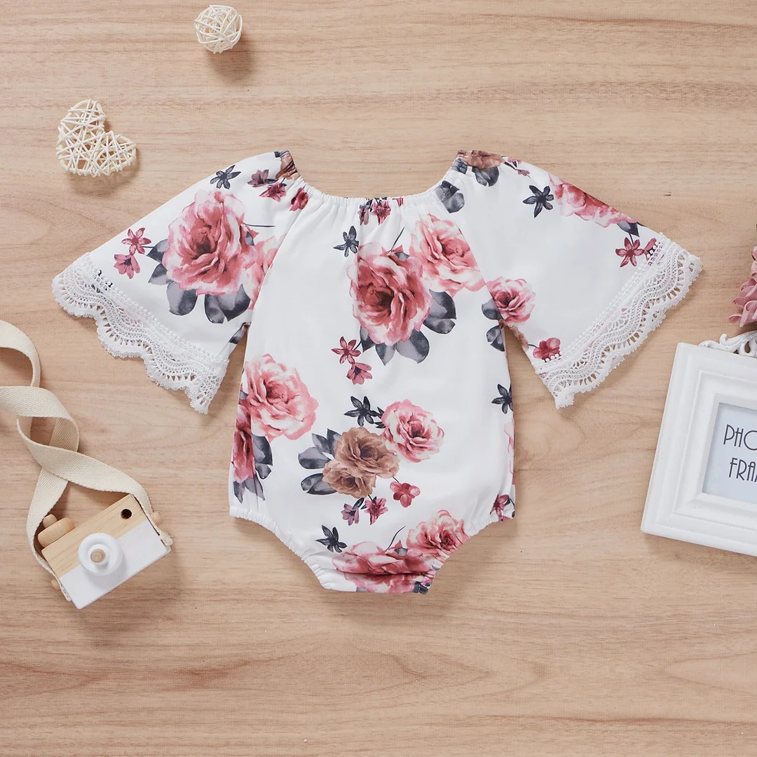 Pretty Floral Printed Baby Romper