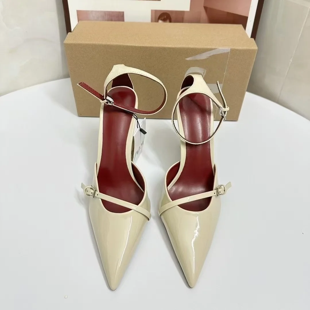 Breakj Breakj Spring New Women's Shoes Red Velvet Head Light-High Muller Shoes Buckle Fine Women's Shoes