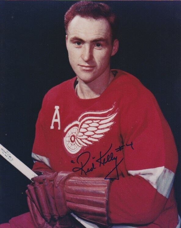 VINTAGE RED KELLY SIGNED DETROIT RED WINGS 8x10 Photo Poster painting! HHOF Autograph