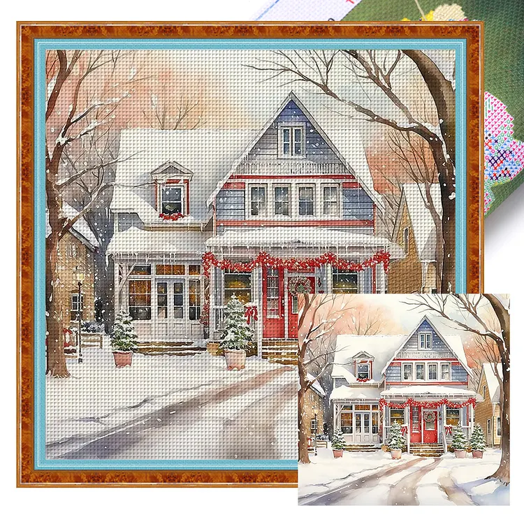 Winter House 14CT (50*50CM) Stamped Cross Stitch gbfke