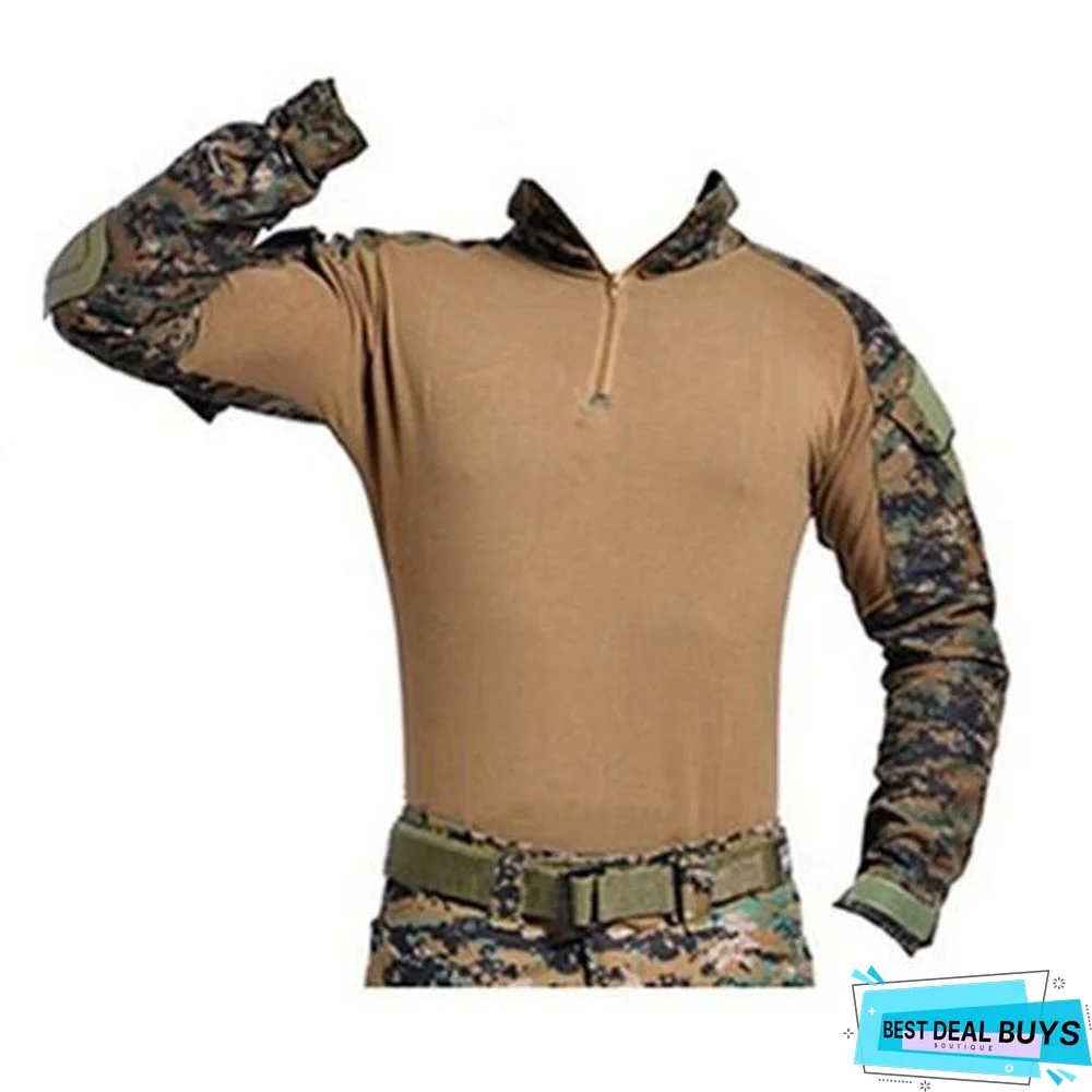 Camouflage Colors Army Combat Uniform Military Shirt Cargo Airsoft Paintball Tactical Cloth with Elbow Pads