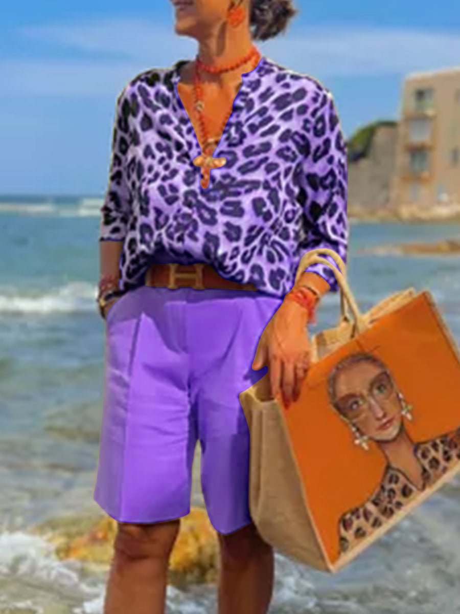 Fashion Women Leopard Print Soft Suit
