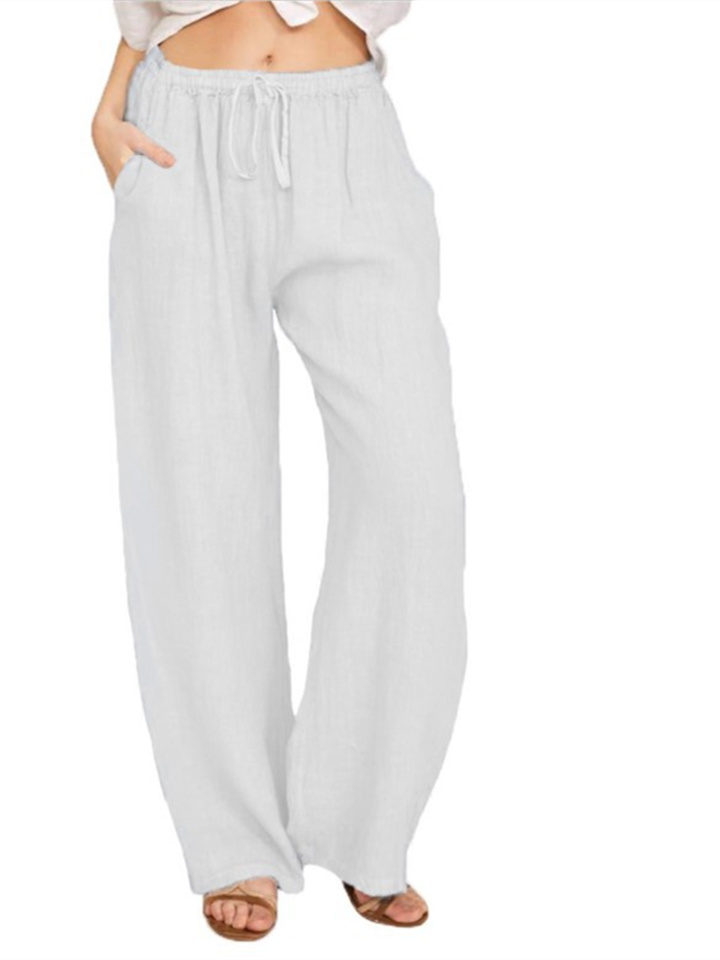 Women's Cotton and Linen Casual Loose Yoga Pants Straight Wide Leg Pants