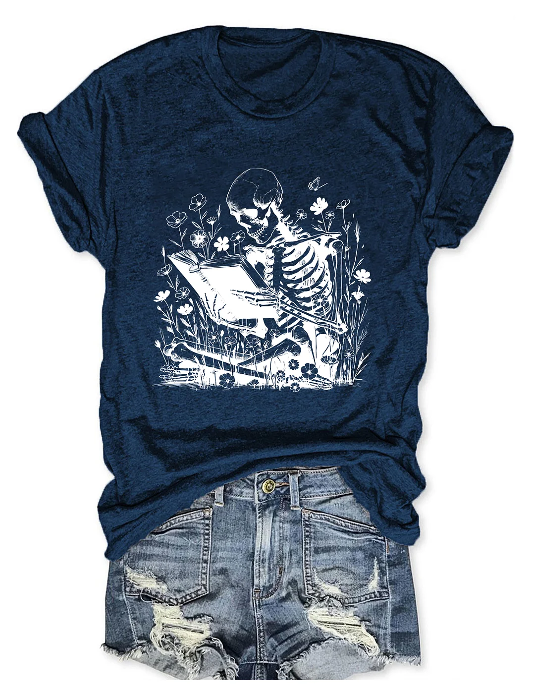 Book Reading Skeleton T-shirt