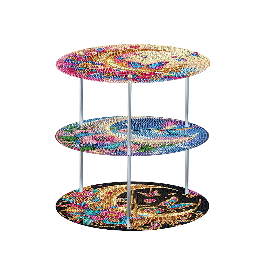 3 Tier Moon Flowers Acrylic Special Shape Diamond Painting Storage Rack