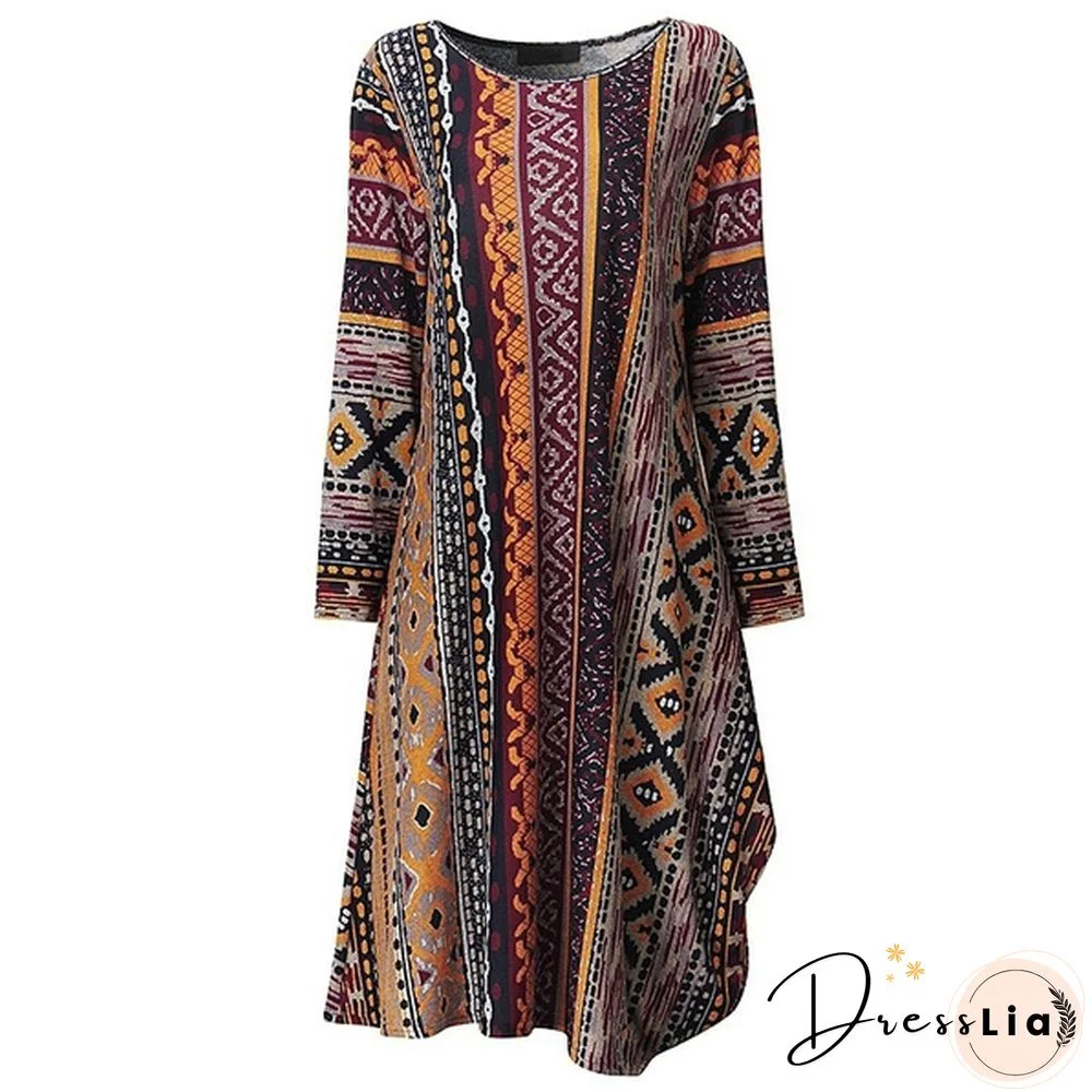 3 Colors Womens Vintage Boho Long Sleeve Floral Kaftan Baggy Maxi Dress Vestidos Plus Size S-5XL