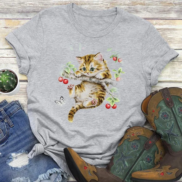 Cute  cat T-shirt Tee -01539-Annaletters