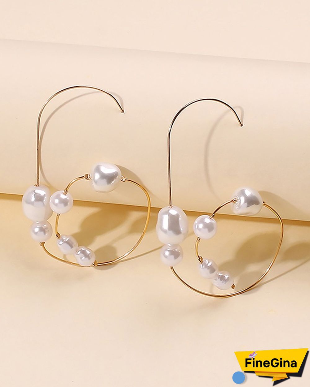 1Pair Asymmetrical Beaded Abstract Earrings
