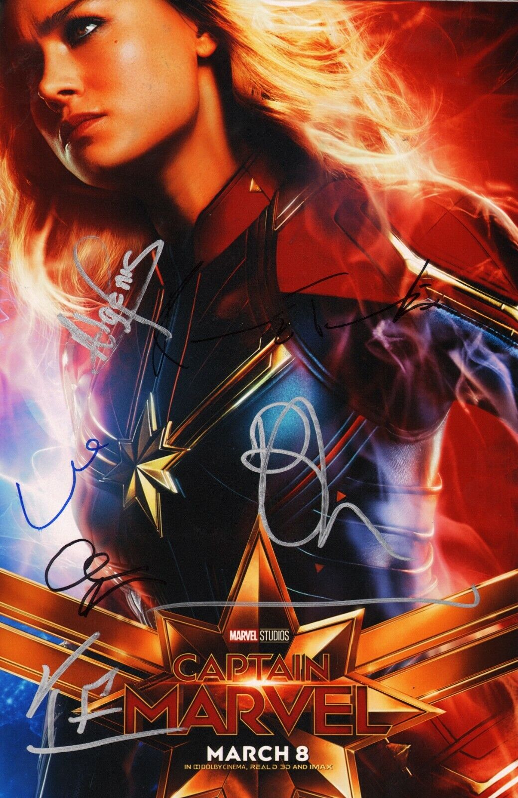 CAPTAIN MARVEL Cast x6 Authentic Hand-Signed Ben Mendelsohn