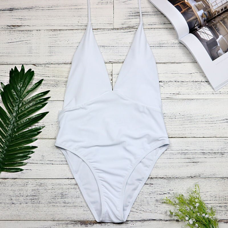 2020 New Deep-V One Piece Swimsuit Female Backless Bodysuit Brazilian Monokini Swimwear Women Bathing Suit Swimming Plus size