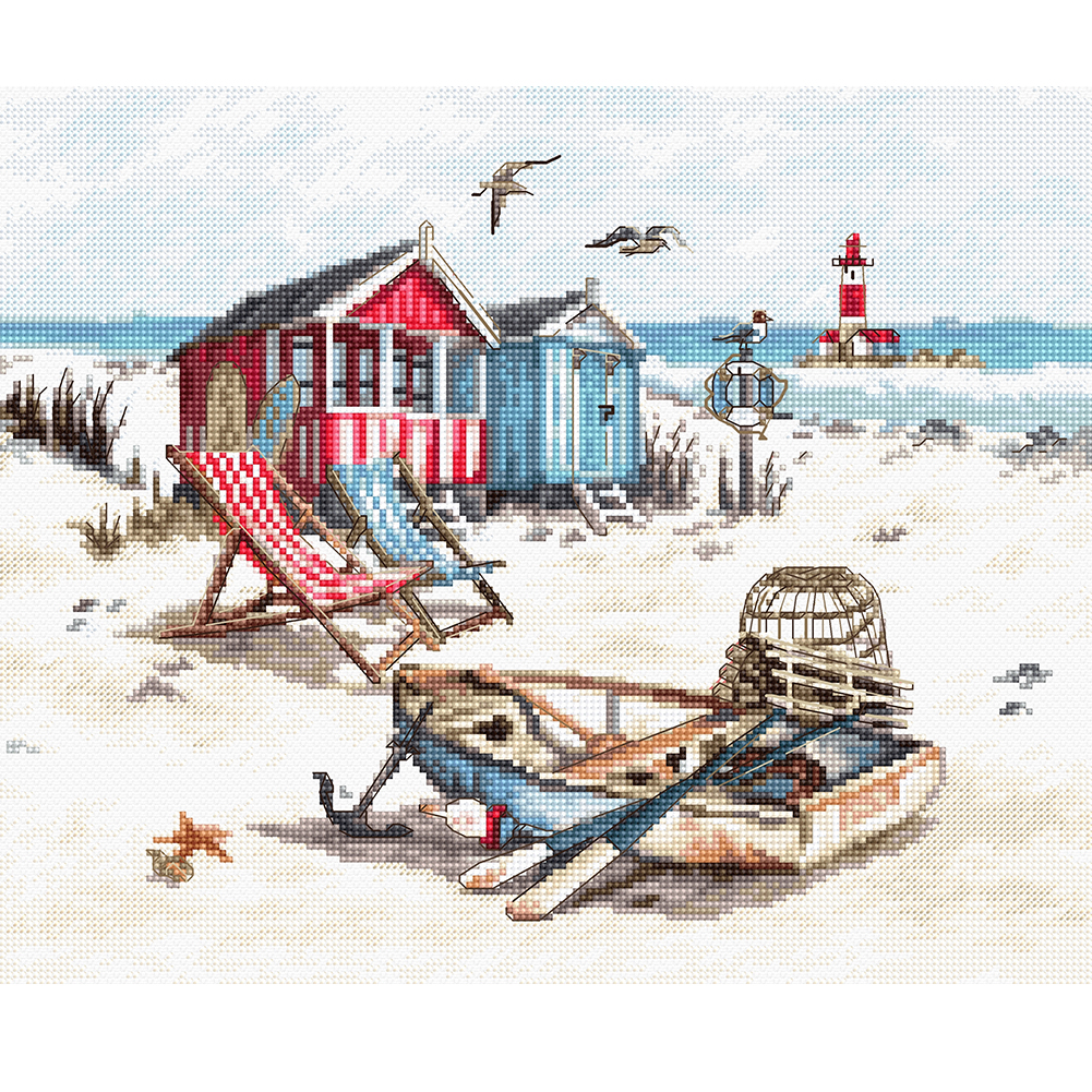 

Seaside Holiday - 11CT Stamped Cross Stitch - 48*40CM, 501 Original
