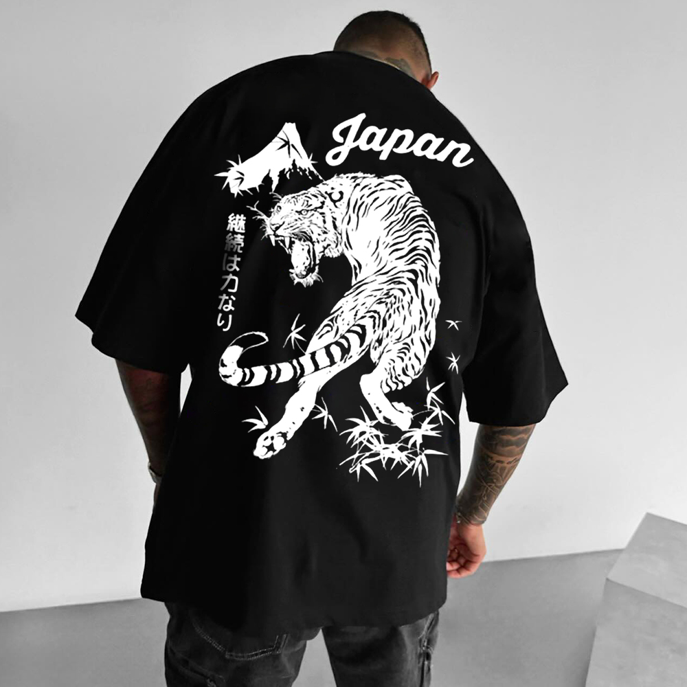 Tiger Print Oversized Unisex Casual Tee