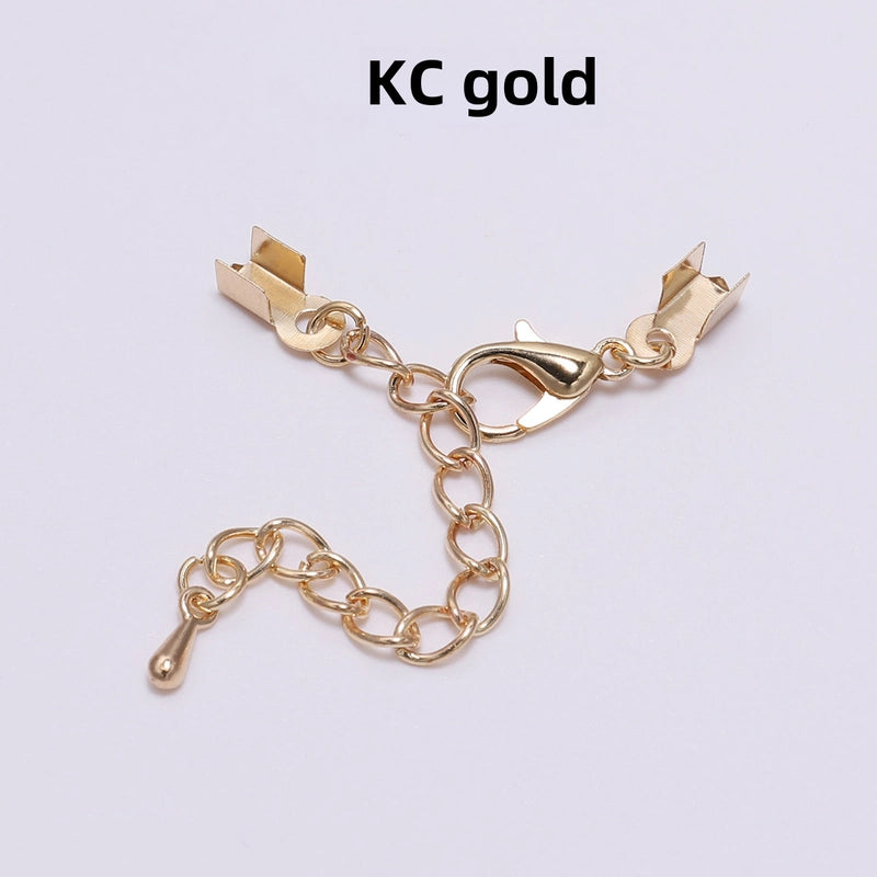 Metal Extension Tail Chain With Water Drop Lobster Clasp DIY Jewelry Accessories Leather Rope Square Clip Adjustment Chain