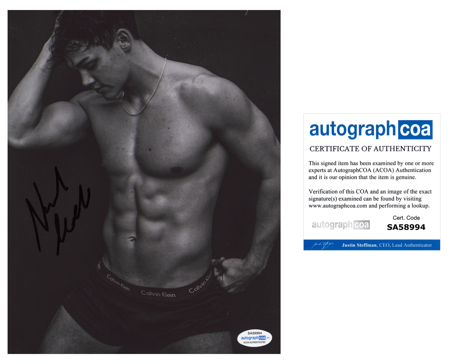 Noah Beck Signed Autograph 8x10 Photo Poster painting Shirtless Calvin Klein Actor ACOA COA