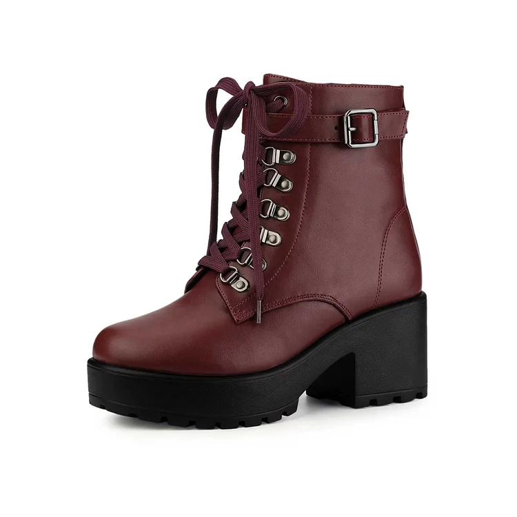 Custom Made Maroon Lace up Ankle Boots |FSJ Shoes