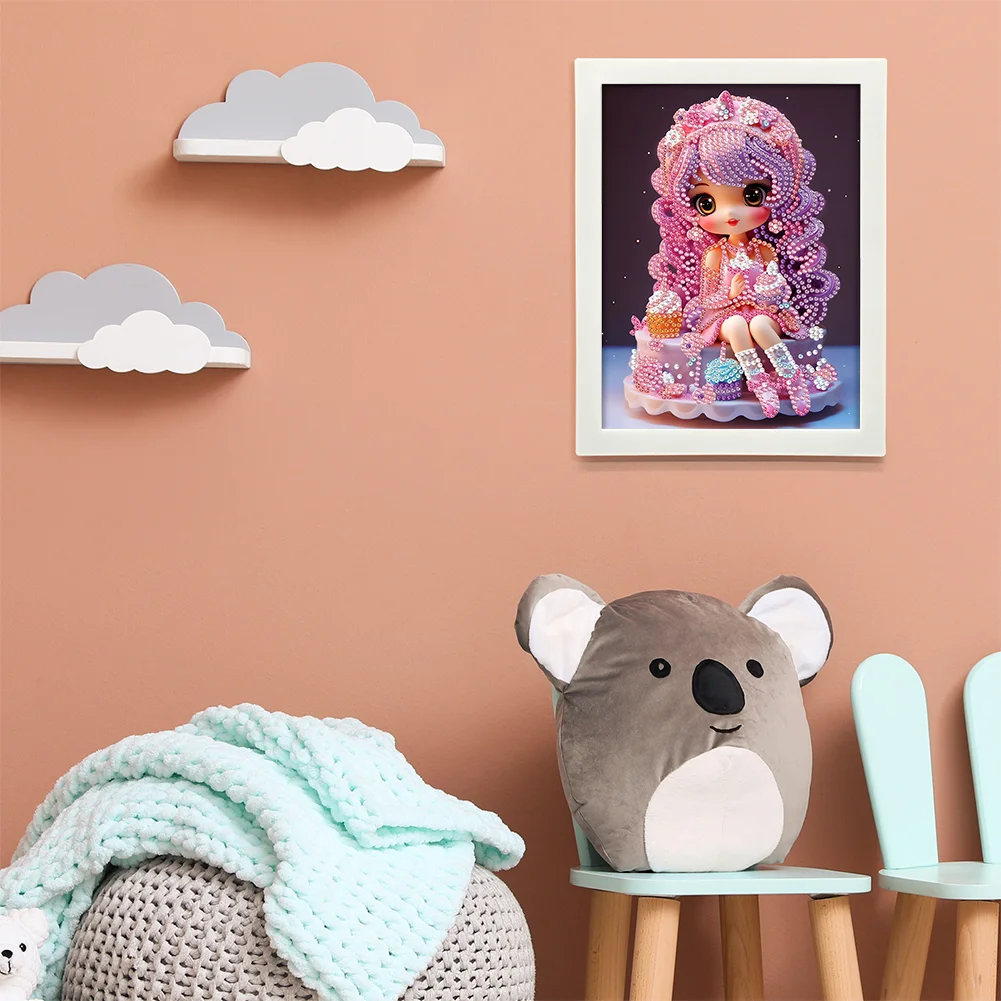 Diamond Painting - Partial Crystal Rhinestone Drill - Cartoon Girl(Canvas|15*20cm)【with Plastic Frame】
