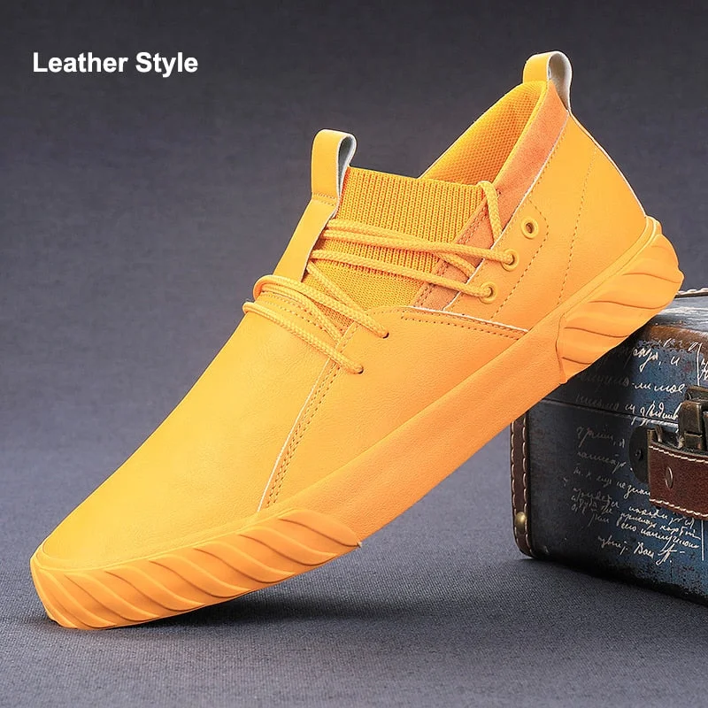 YITU British Style Men's Simple Casual Shoes Spring Autumn Men's Leisure Vulcanize Shoes Luxury Breathable Loafers Sneaker