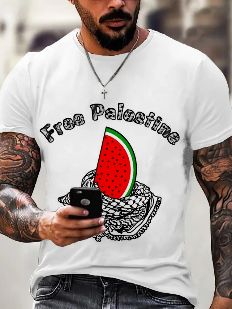 Men's Free Palestine Watermelon Keffiyeh Inspired T Shirt