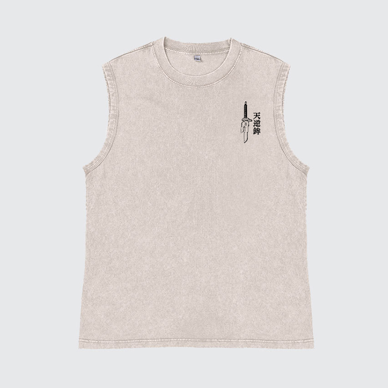 Casual batik washed Jujutsu Kaisen print Tank Top