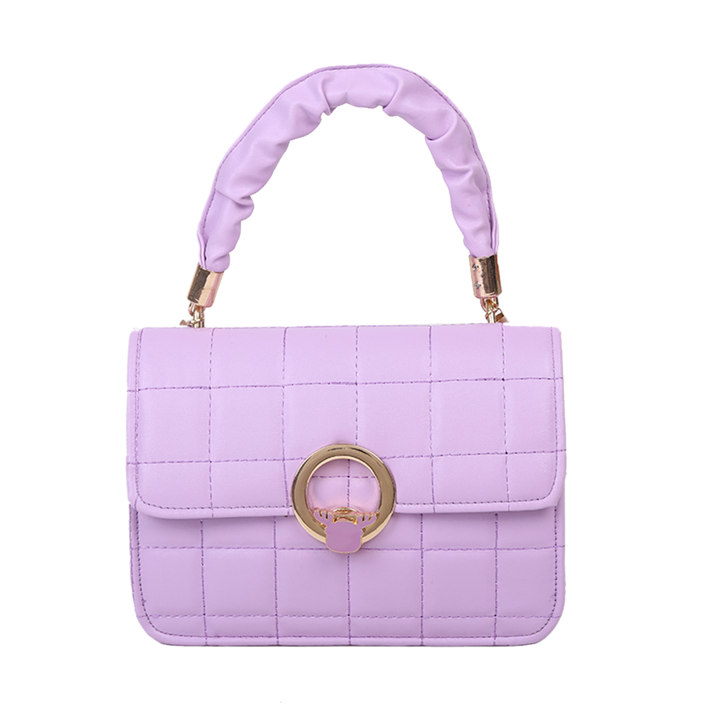 

Elegant Women Tote PU Shoulder Bag Pleated Chain Crossbody Handbag -Purple, 501 Original