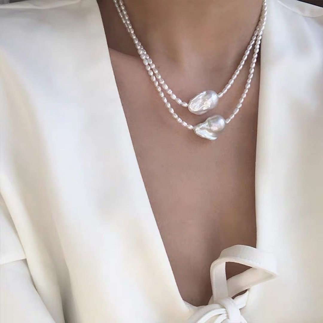 Natural Shaped Large Baroque Pearl Necklace