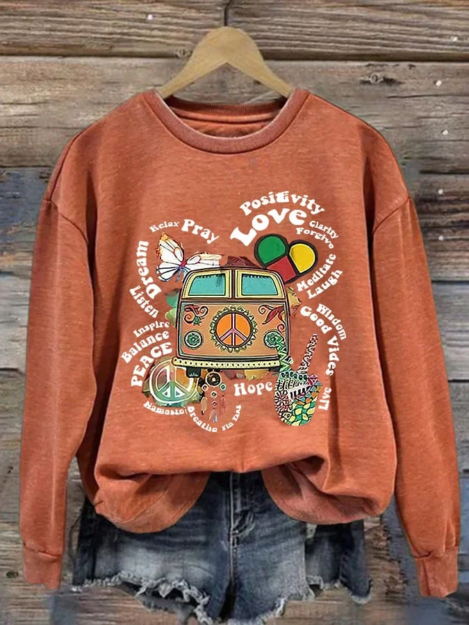 Women's Casual Dream Relax Pray Print Long Sleeve Sweatshirt