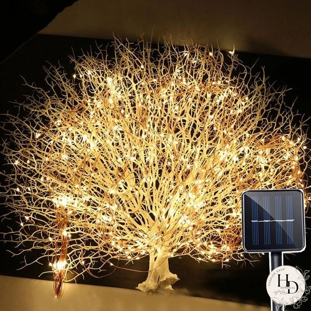 2/5/10/15/20M 20/50/100/150/200LEDs Solar String Lights 8 Modes Solar Powered Copper Wire Fairy Lights IP65 Waterproof Indoor Outdoor Lighting for Home, Garden, Party, Path, Bedroom, Wedding, Christmas, DIY Decoration
