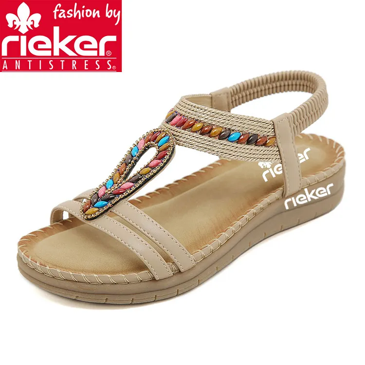 Rieker&reg; Ljetne sandale s cirkonima i masažnim debelim potplatom, velike veličine