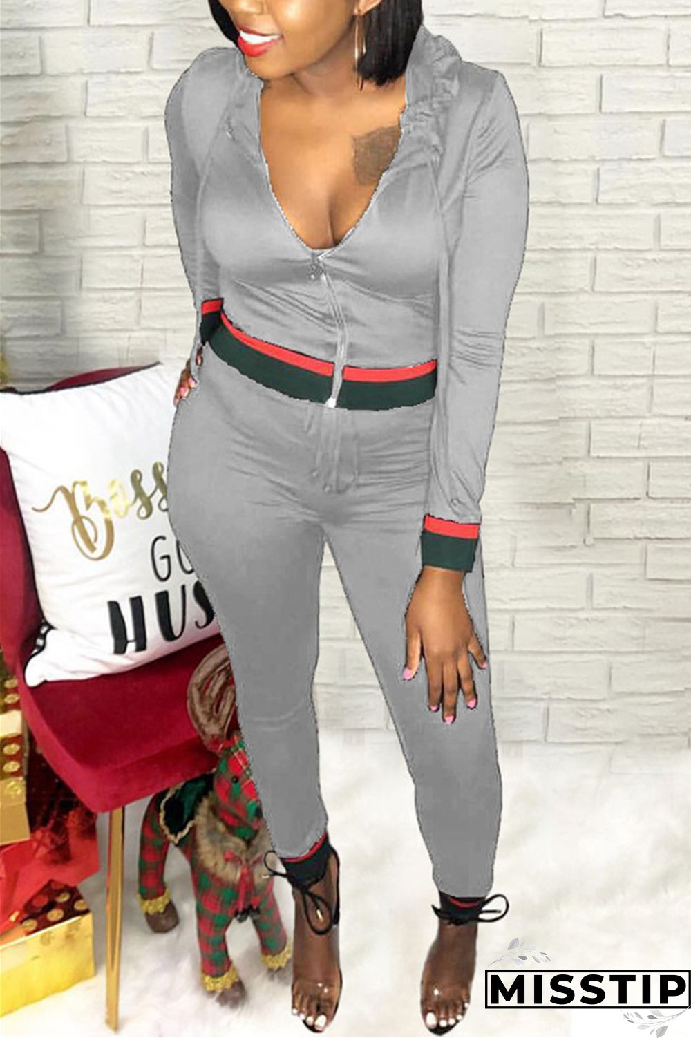 Black Casual Sportswear Long Sleeve Zipper Collar Regular Sleeve Regular Patchwork Two Pieces