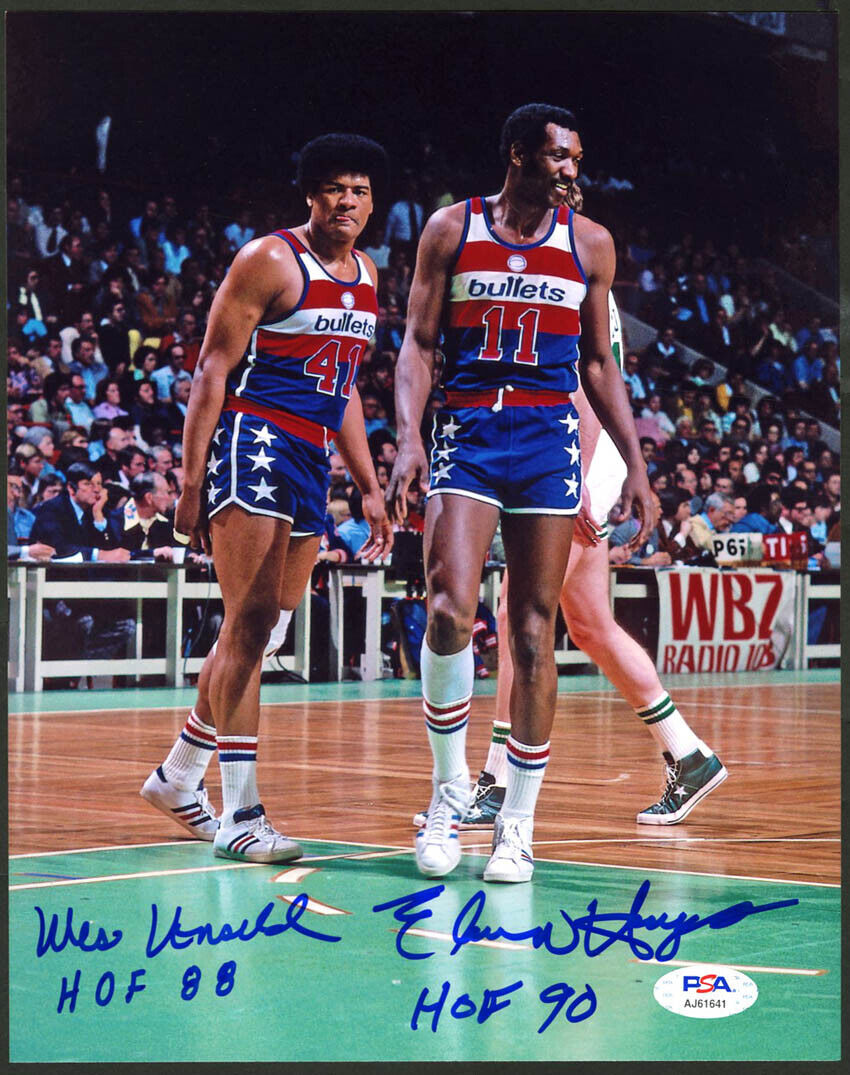 Wes Unseld & Elvin Hayes DUAL SIGNED 8x10 Photo Poster painting Bullets HOF PSA/DNA AUTOGRAPHED