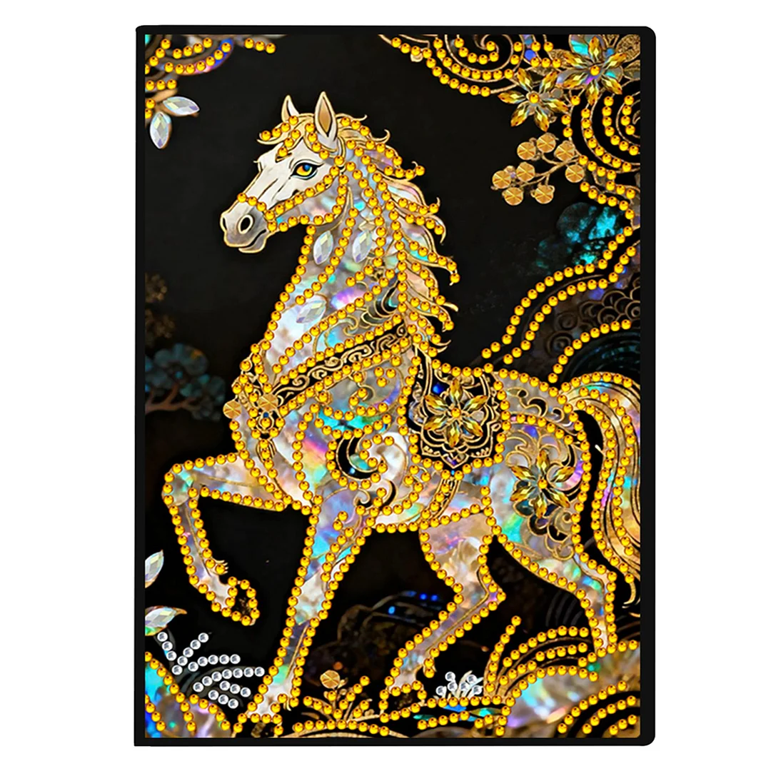 DIY Flower Diamond Painting Journals Notebooks 50 Pages A5 No Lines Special Shaped Diamond Art Kits for Beginners Craft Lovers and Artists (Horse)