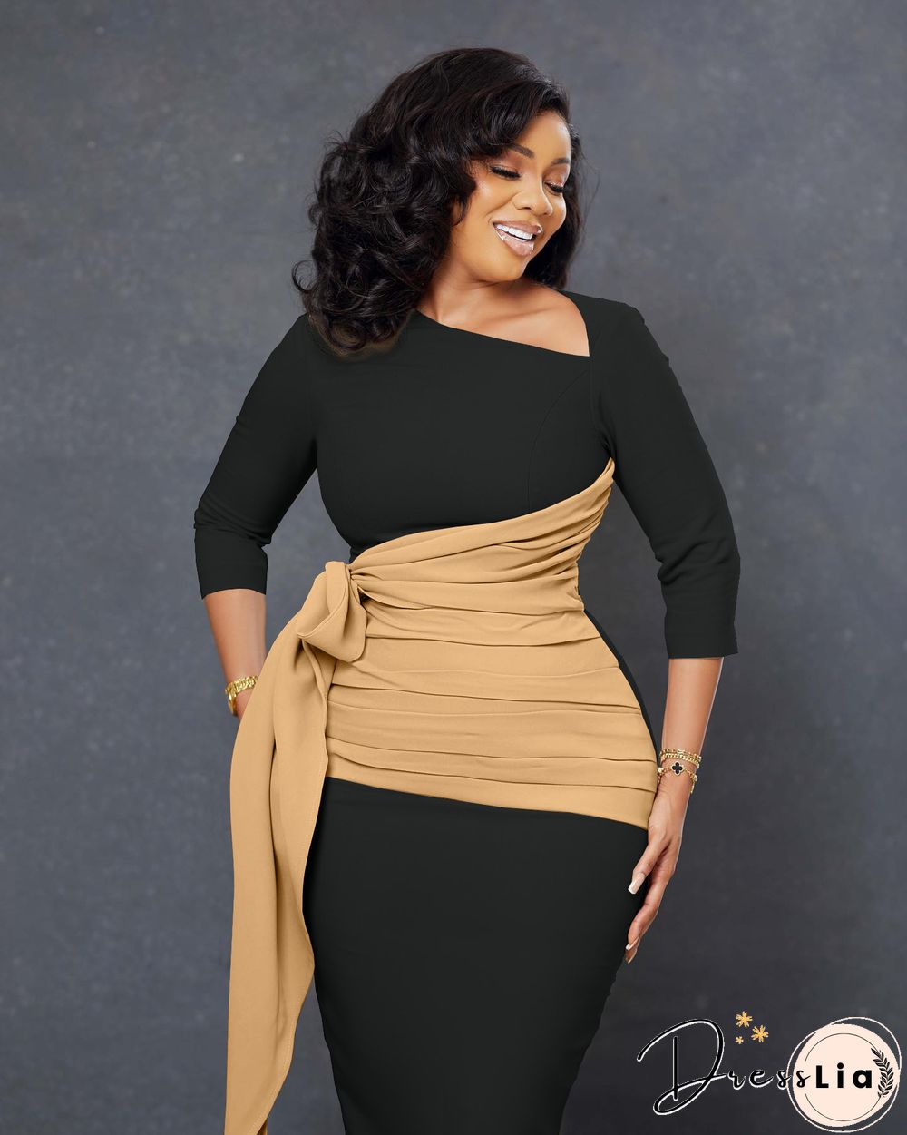Elegant 3/4 Sleeve Bandage Ruched Pencil Dresses