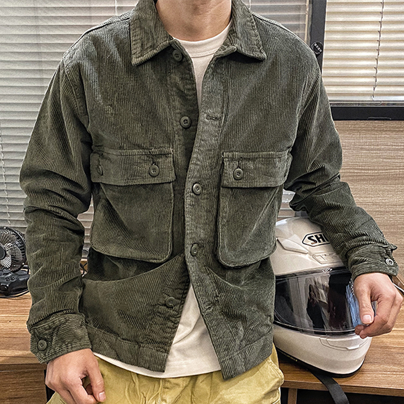 Vintage Motorcycle Corduroy Casual Jacket