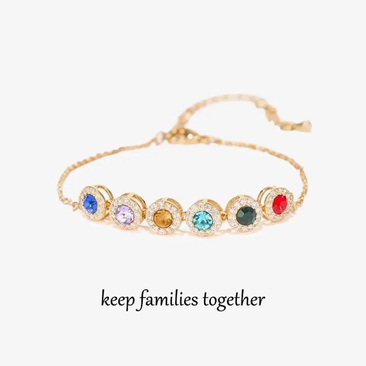 Grandma's/Mama's Tears of Joy Custom 1-10 Kids' Birthstones Circle Bracelet