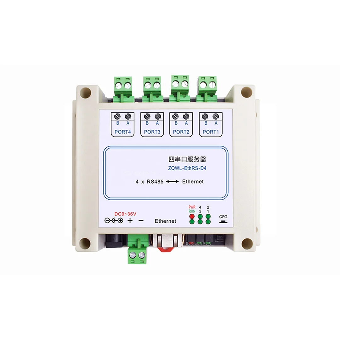 4 Channel RS485 to Ethernet Converter Industrial Serial to Ethernet Server Modbus RTU TCP RS485 Ethernet Server