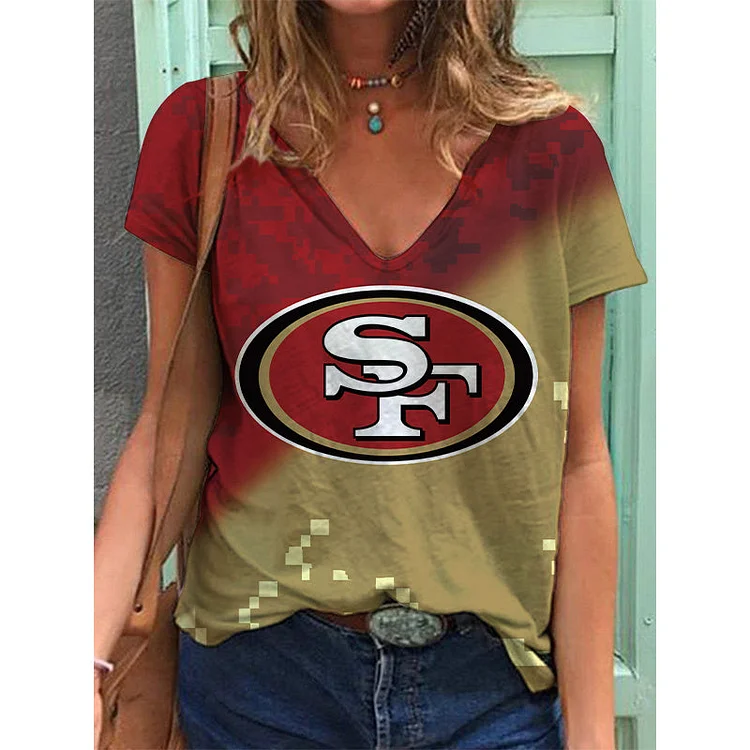 San Francisco 49ers Lightweight Short Sleeve V-Neck T-Shirt