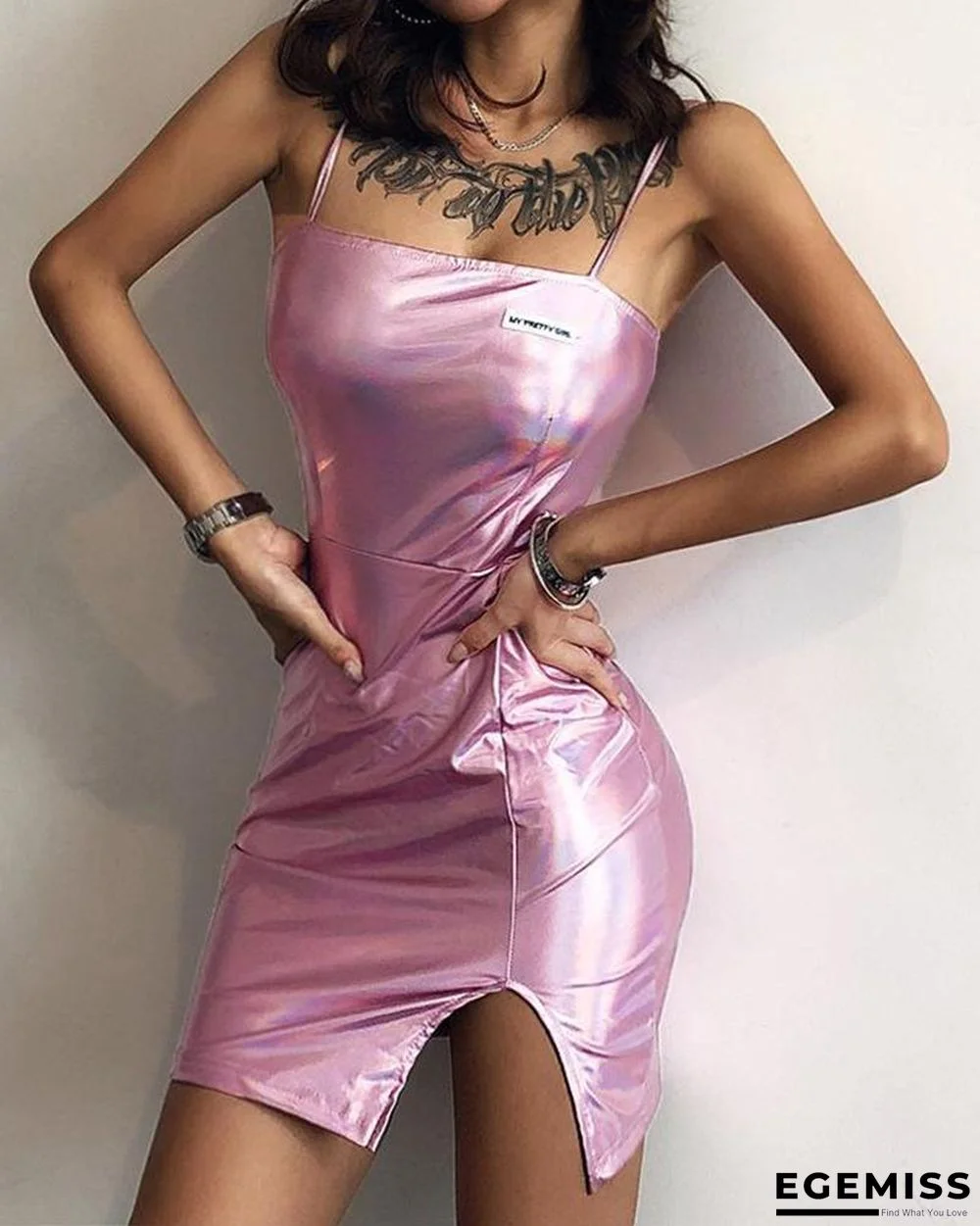 Metallic Bodycon Strappy Mini Dress | EGEMISS