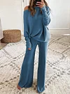 Casual Long Sleeves+Wide Leg Suits