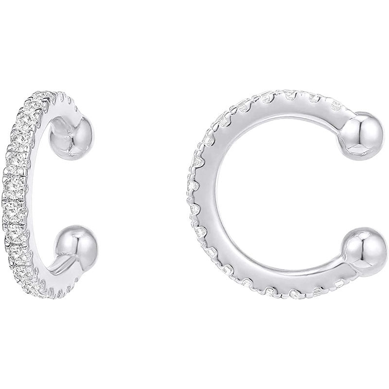 1 Pair Sterling Silver Artificial Gemstones C Shape Ear Cuffs