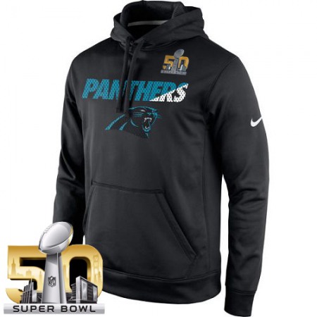 Men's Carolina Panthers  Black Super Bowl 50 Kick Off Staff Performance Pullover Hoodie
