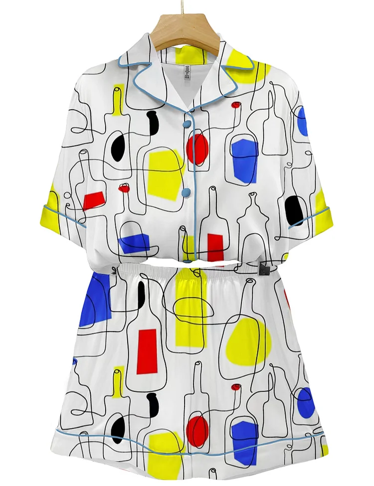 Women's Abstract Wine Art Print Pajama Set