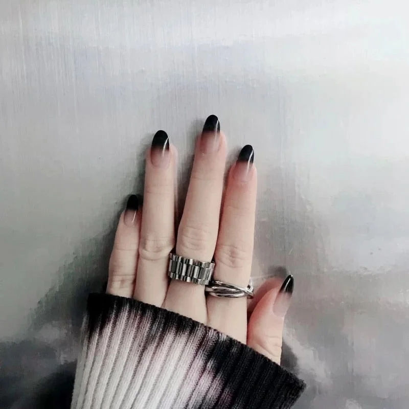 24PCS/box artificial nails with glue Gradients wear long paragraph fashion Manicure patch False nails press on for girls-Nail Inspo