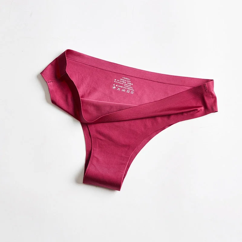 Seamless Thongs Women Underwear Ice Silk Sexy Sports Panties Female T-back Solid Soft Hot Sale Panties Woman M-XXL BANNIROU