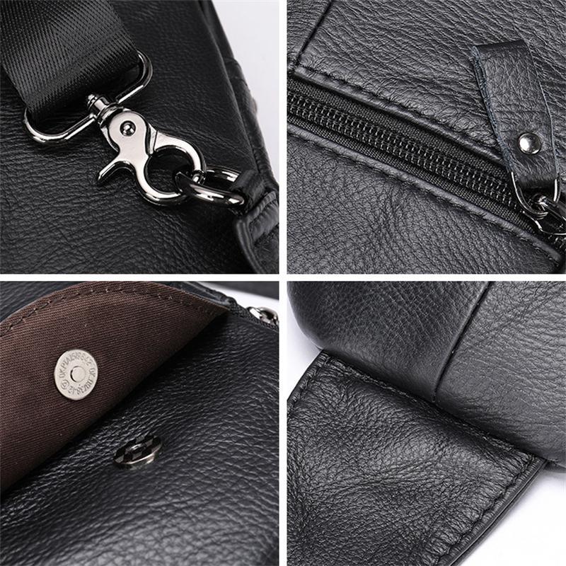 Simple Style Genuine Leather Chest Bag Sports Leisure Shoulder Bag Crossbody Bag