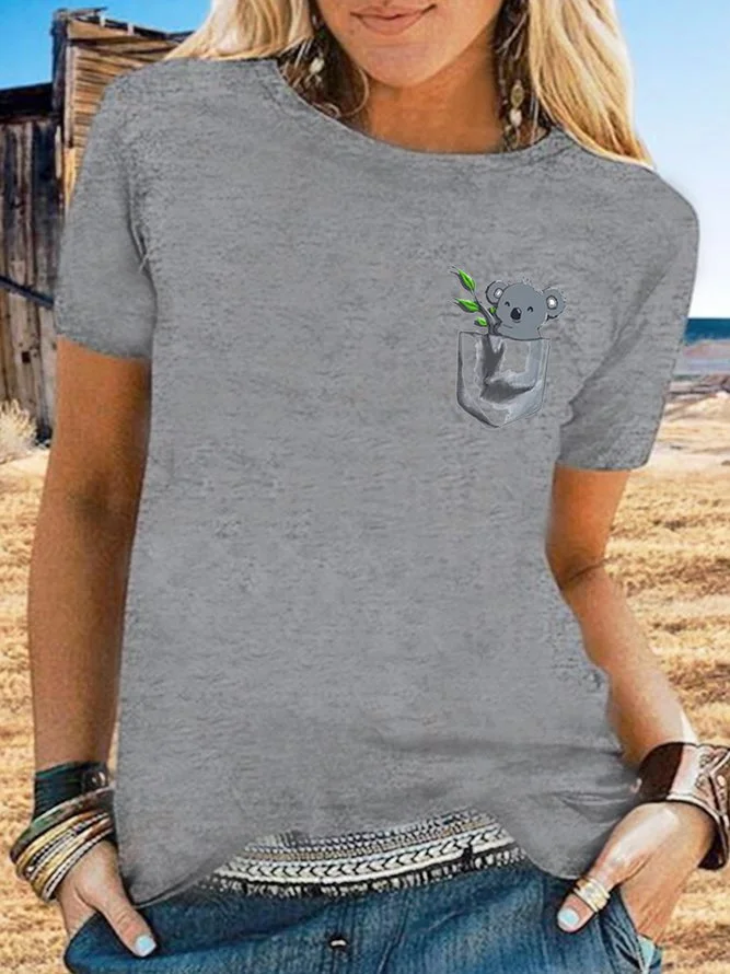 Plus Size Casual Short Sleeve Crew Neck Shirts & Tops
