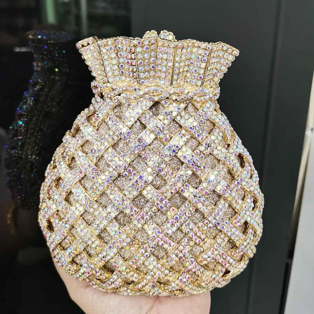 Fashion Yellow Crystal Evening Bags Party Purse Pouch Designer Bridal Wedding Clutch Bags Women Prom Handbags SM43