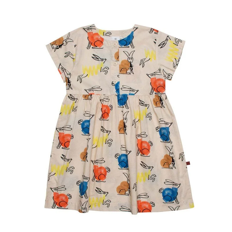 Girls Dress 2022 Summer New Sling Skirt Printed Doll Collar Girls Dress Cotton Casual Children's T-shirt Children's Clothing