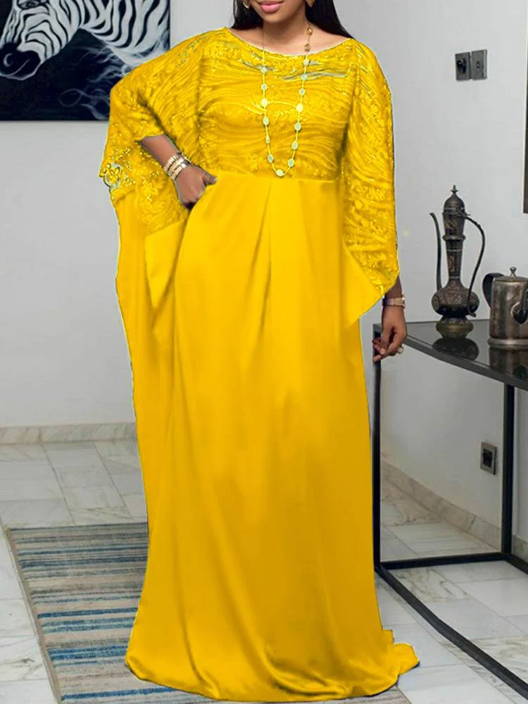 VONDA 2022 Elegant Satin Dress Women 3/4 Sleeve Robe Femme Sundress Solid High Waist Holiday Maxi Dress Femme Party Vestido