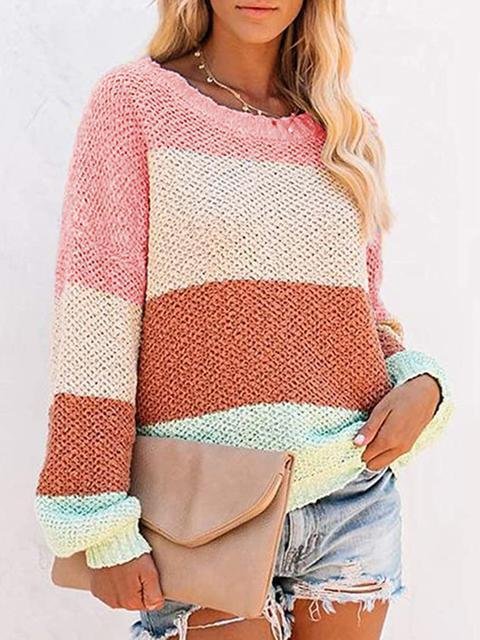 Color Block Off-shoulder Lightweight Sweater - Shop Trendy Women's Clothing | LoverChic